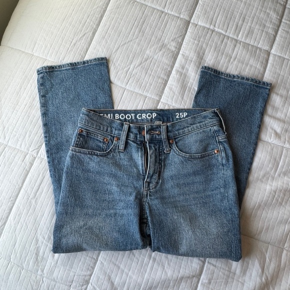 J. Crew Denim - J. Crew medium wash demi boot crop mid rise jeans